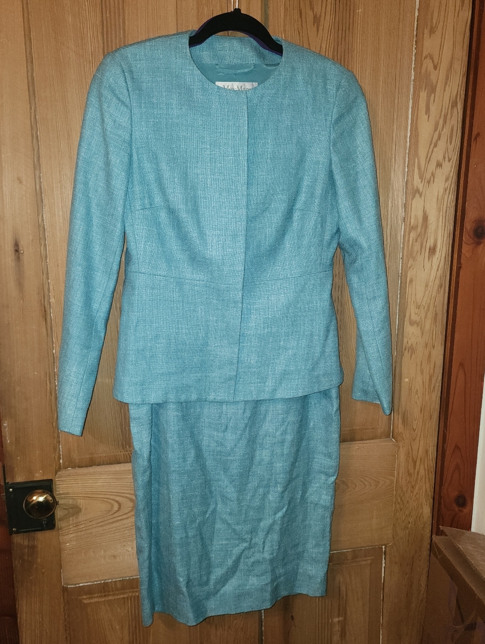 MaxMara Teal Silk/Linen Midi Dress with Matching Jacket, Size 8 MUST SEE!! - Picture 3 of 9